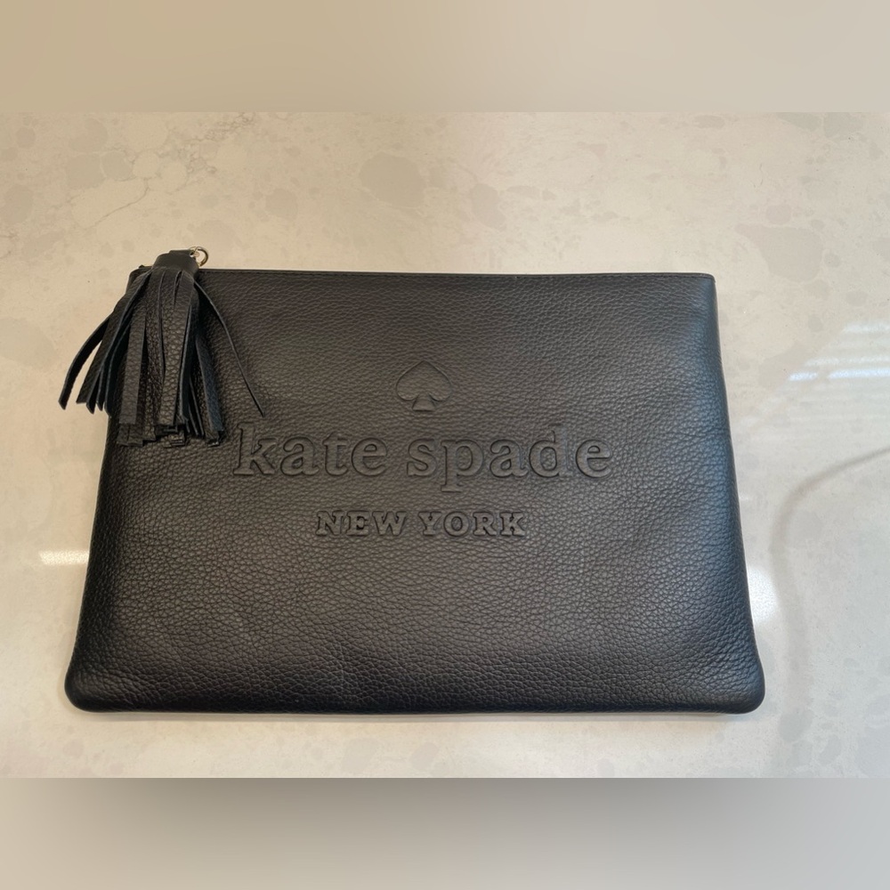 Large Black Leather‎ Kate Spade Clutch Pouch